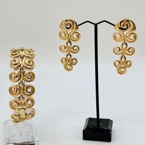 Vintage Erwin Pearl Matte Gold Earrings & Bracelet